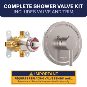 HammerHead Showers rough-in valve shown for easy installation.
