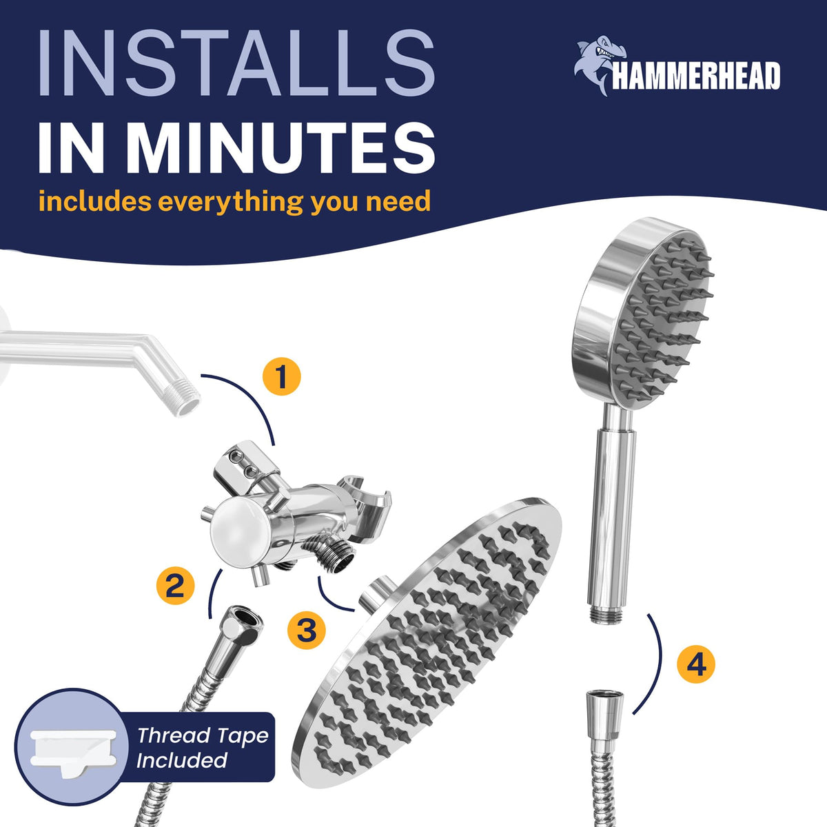 HammerHead silicone inner tubing offers cleaner rinsing and longer-lasting performance
