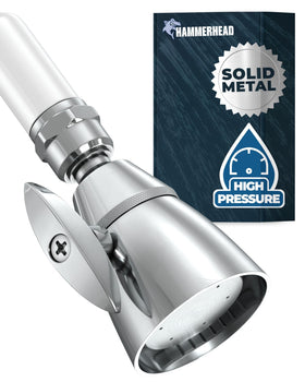 HammerHead Showers solid metal 2-inch chrome head shows durable construction and a sleek finish.