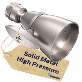 HammerHead Showers solid metal 2in high pressure head provides stronger water flow.