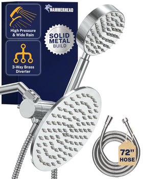 HammerHead Showers solid-metal dual shower head setup for luxurious hotel-inspired showers at home