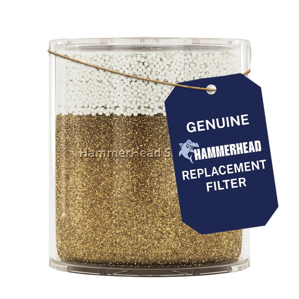 HammerHead Showers solid metal filter cartridge front view reduces chlorine exposure for skin