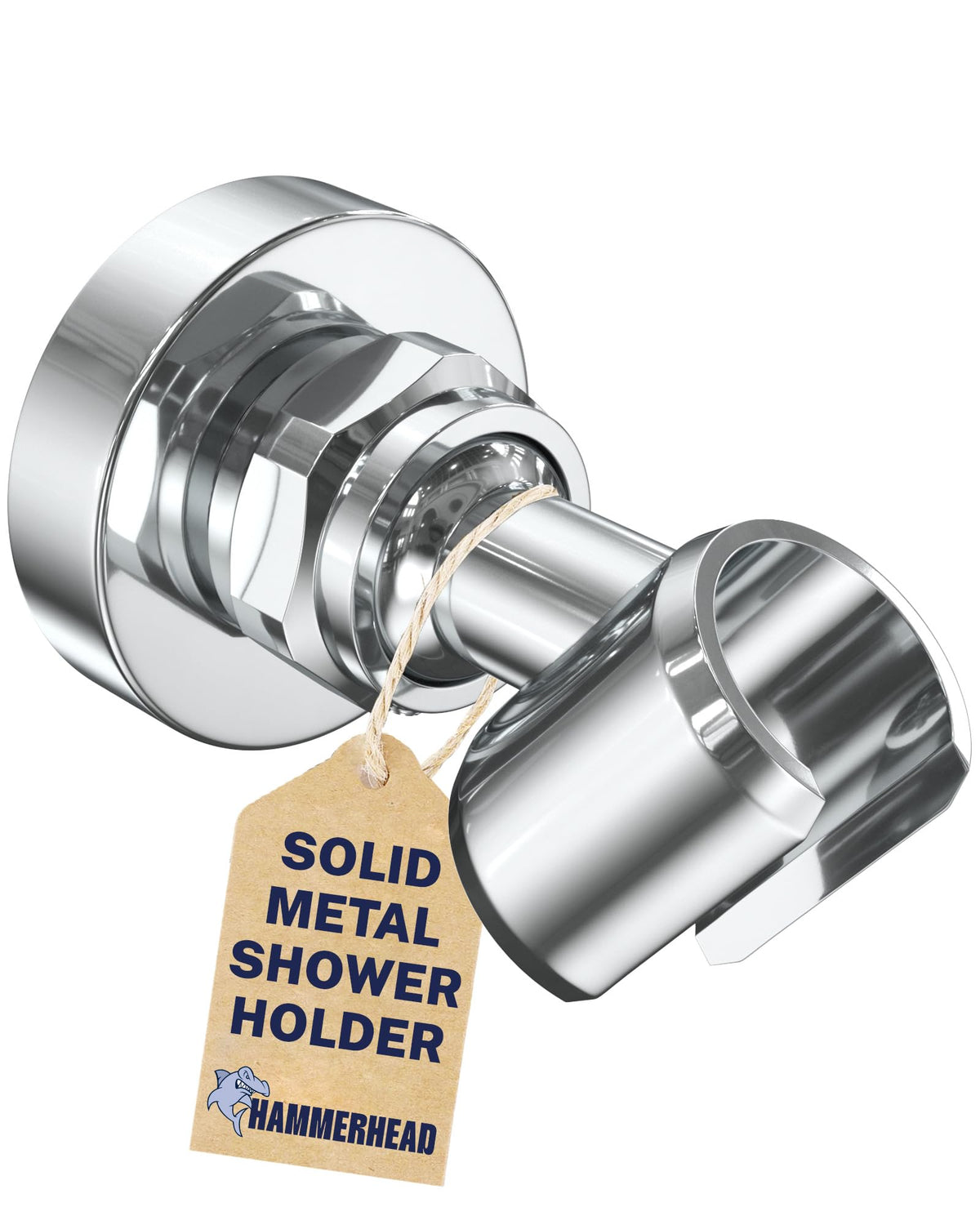 HammerHead Showers solid metal handheld holder on chrome wall mount for secure daily use