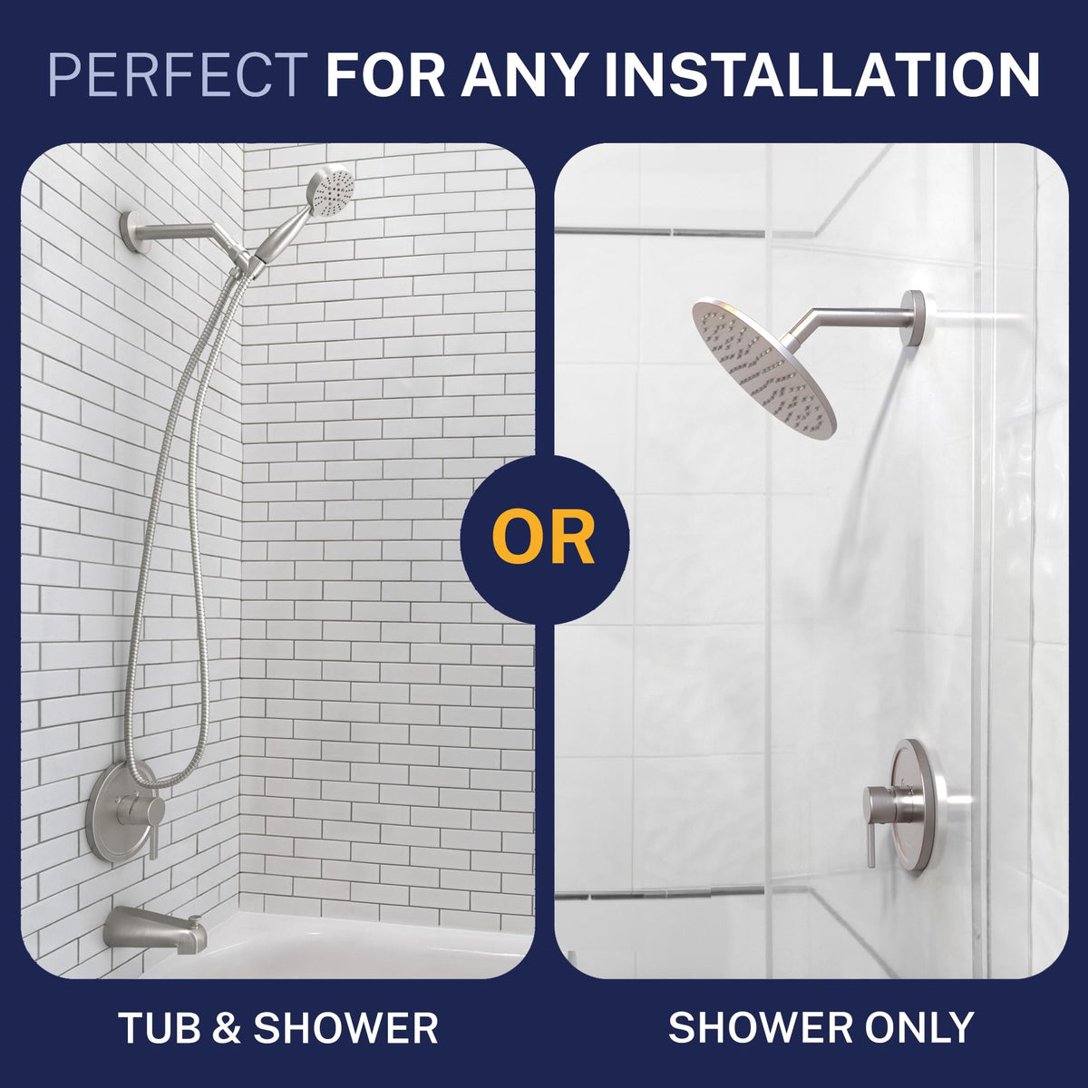 HammerHead Showers control handle illustrating volume and temperature adjustability.