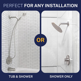 HammerHead Showers control handle illustrating volume and temperature adjustability.