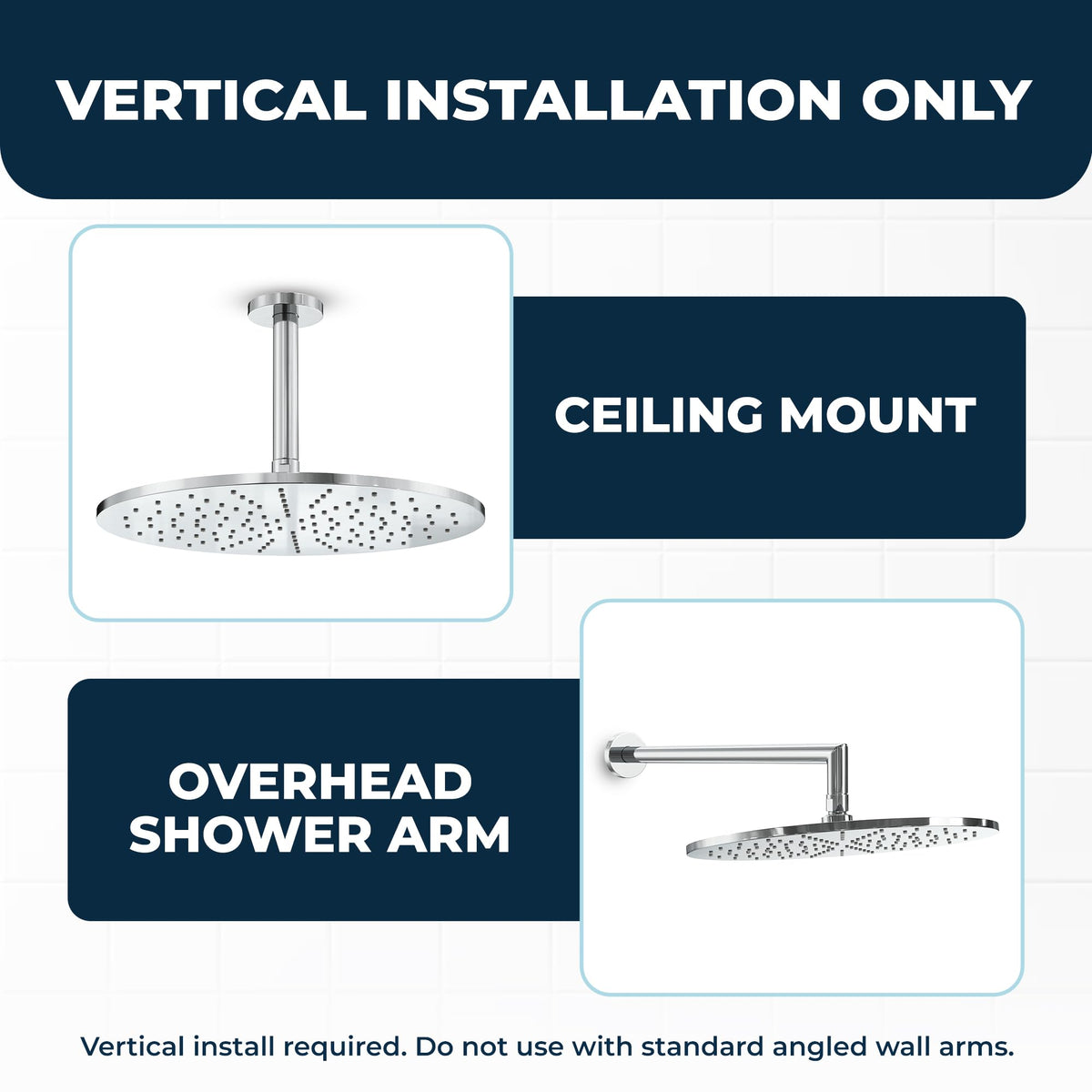 HammerHead Showers supports wall and ceiling mounting.