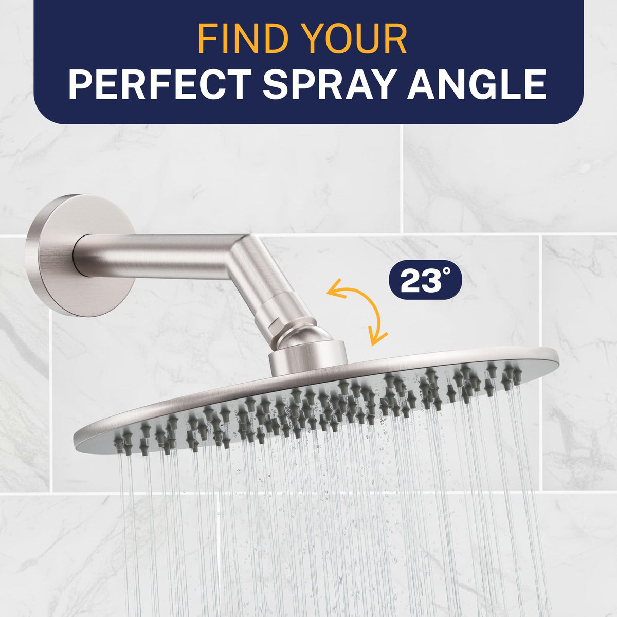 HammerHead Showers wide coverage spray for full-body saturation.