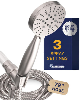 HammerHead Showers solid metal 3-spray head in brushed nickel for versatile washing