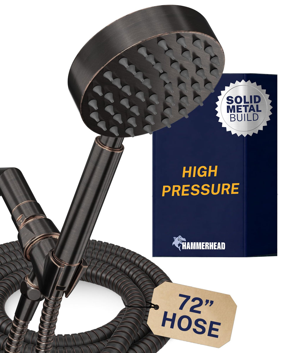 HammerHead solid metal handheld shower head in oil rubbed bronze finish for durable, premium performance.