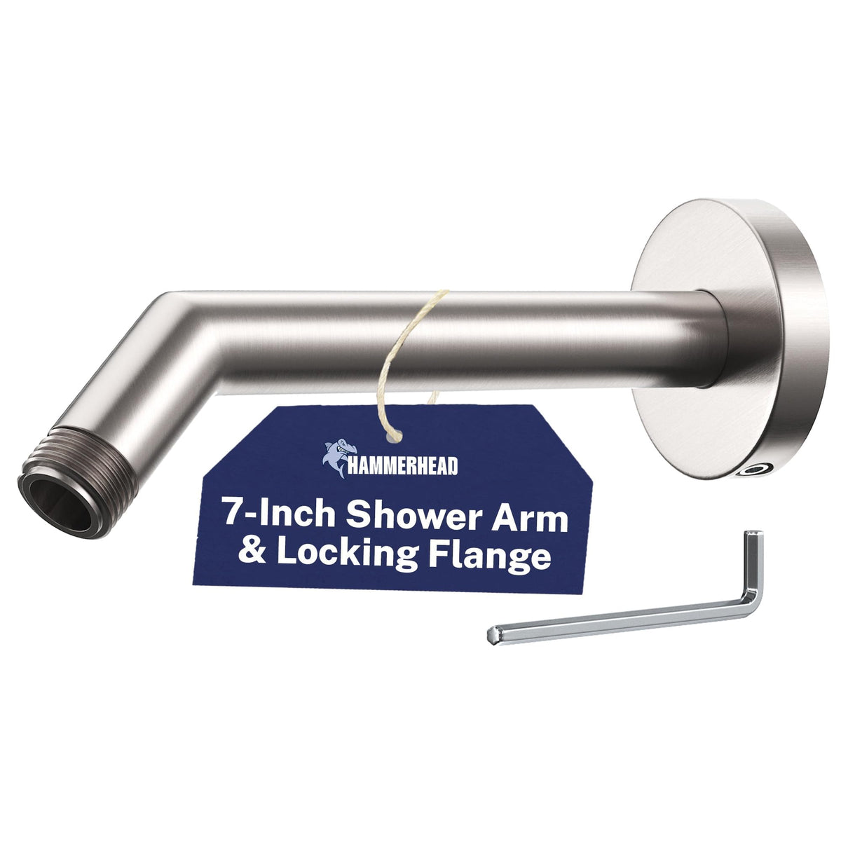 HammerHead solid metal shower arm in brushed nickel for a durable bathroom upgrade