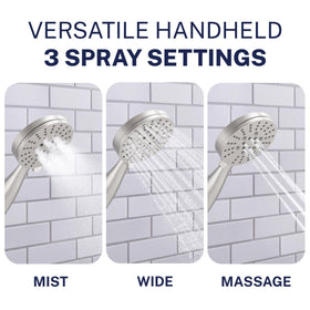 Wide spray delivers full-body coverage for a refreshing rinse