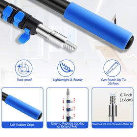 Hammrit extension pole locked at precise length with three secure buttons.