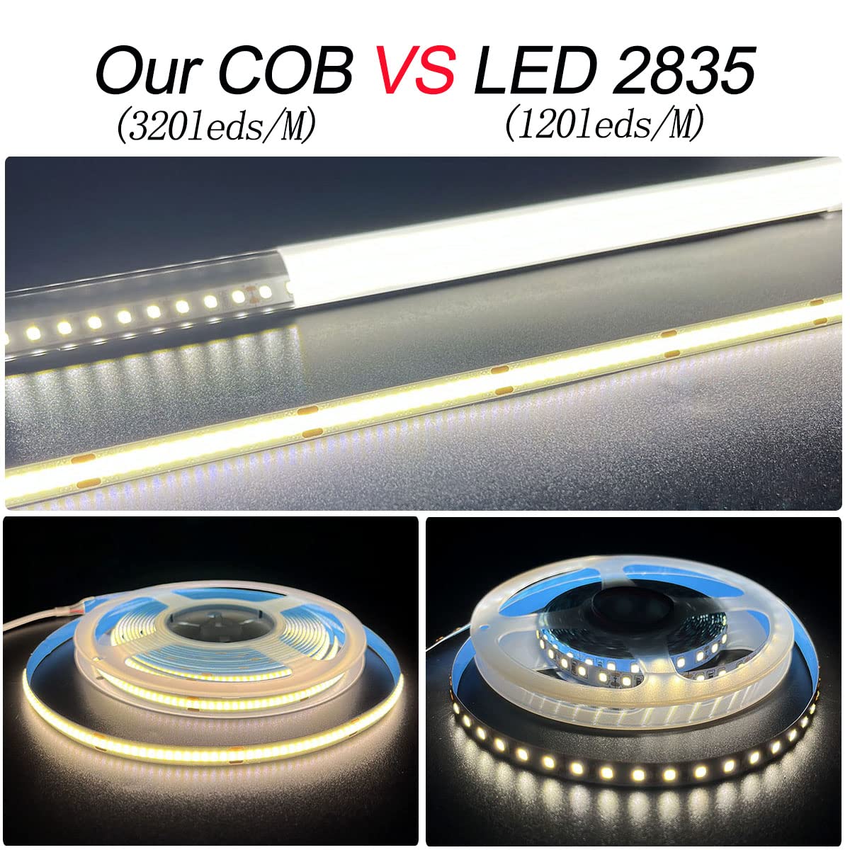 HAMRVL COB LED strip red in kitchen cabinet application showing flexible installation