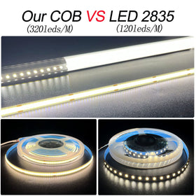 HAMRVL COB LED strip red in kitchen cabinet application showing flexible installation