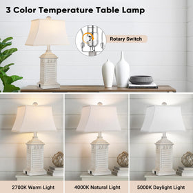 Hamucd coastal table lamps feature white linen shade for diffuse, cozy bedroom lighting.
