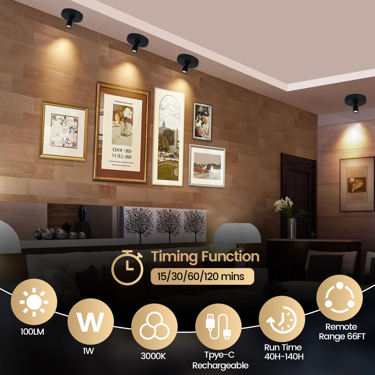 HAMVIDNE 3000K warm white lighting adds inviting ambiance to displays.
