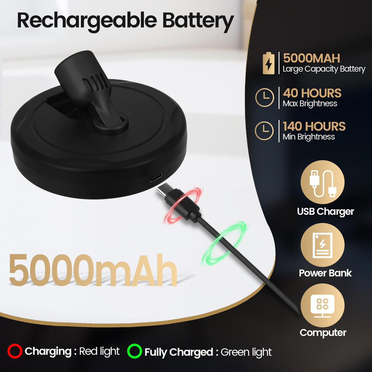HAMVIDNE LED spotlight rechargeable battery enables cordless lighting for walls and cabinets.