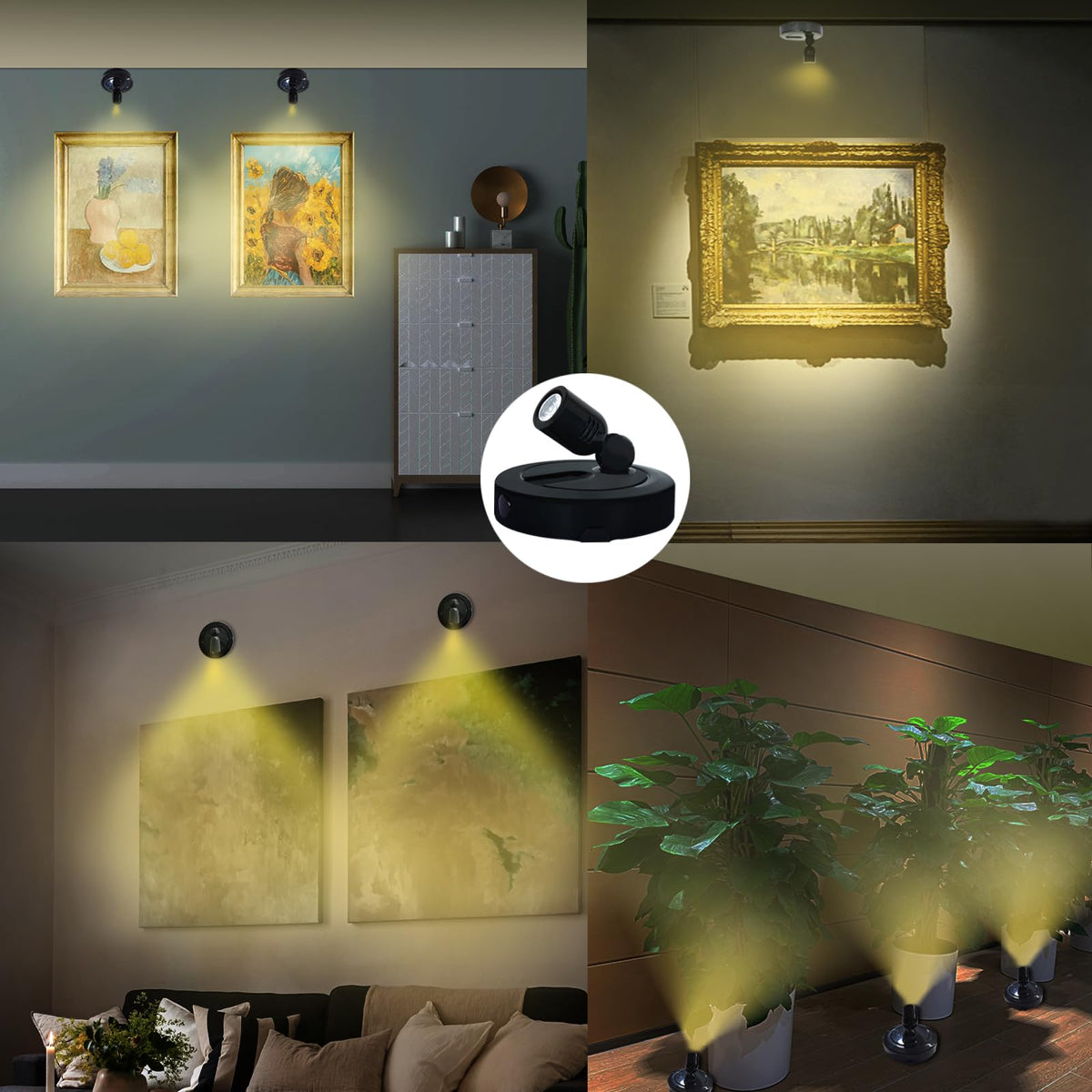 HAMVIDNE wall art lighting setup using tape or screws for quick mounting