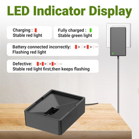 Hanaix 12V charger model 130503001 visual: fast charge for Li-ion batteries.