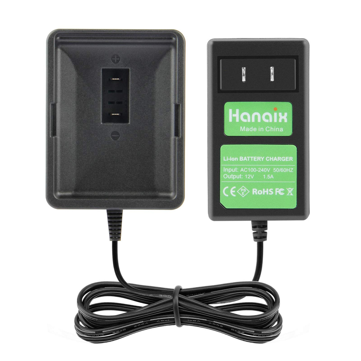 Hanaix 12V charger for Ryobi CB120L visual: compact and portable charging on the go.