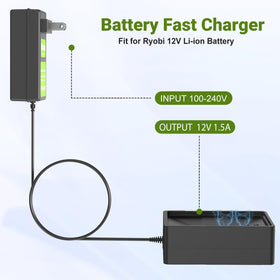 Hanaix 12V charger for Ryobi CB121L visual: lightweight and quick charging for fieldwork.