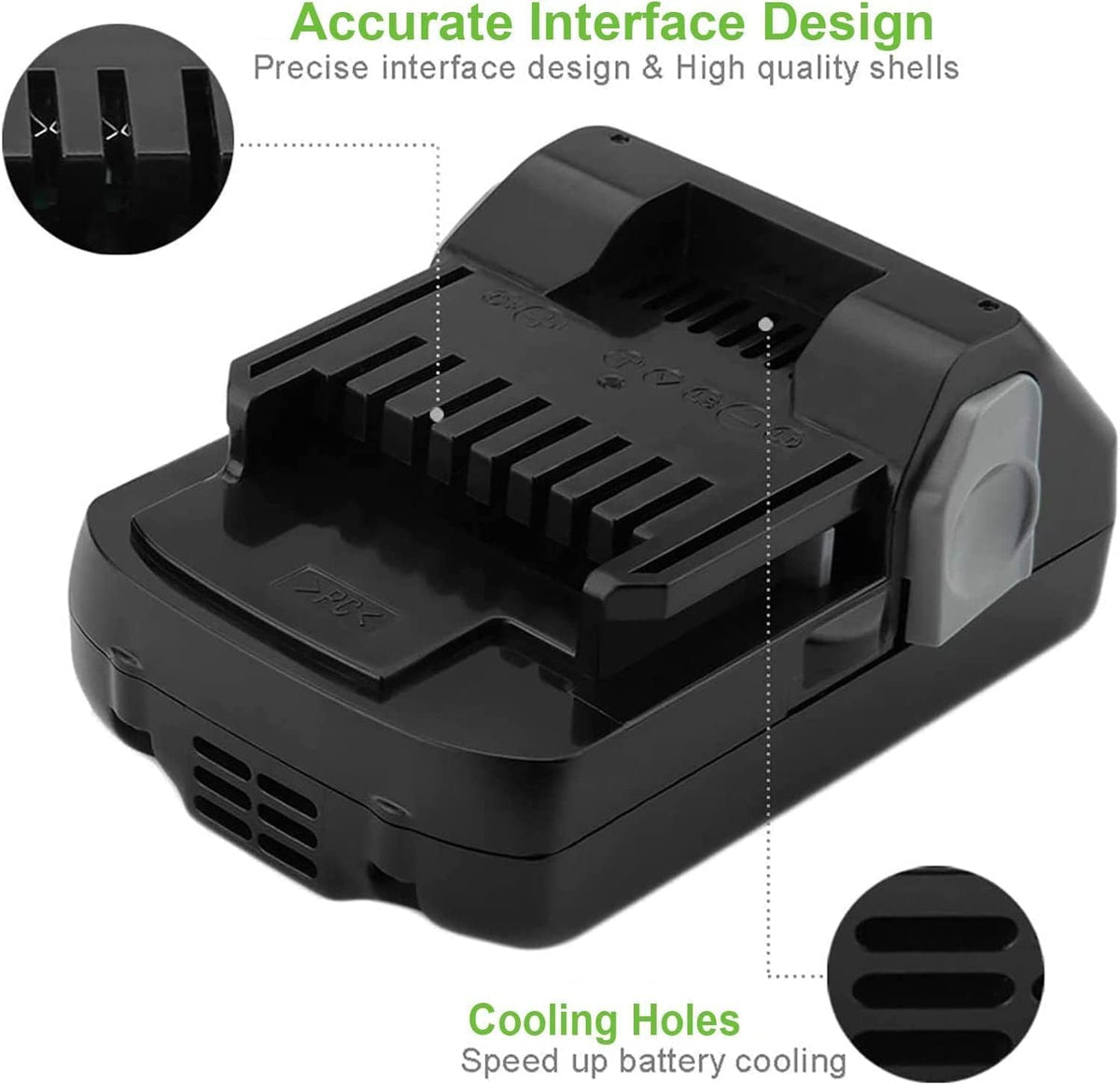 Hanaix 2Pack 3000mAh 18V battery pack image communicates value and ready-to-use stock