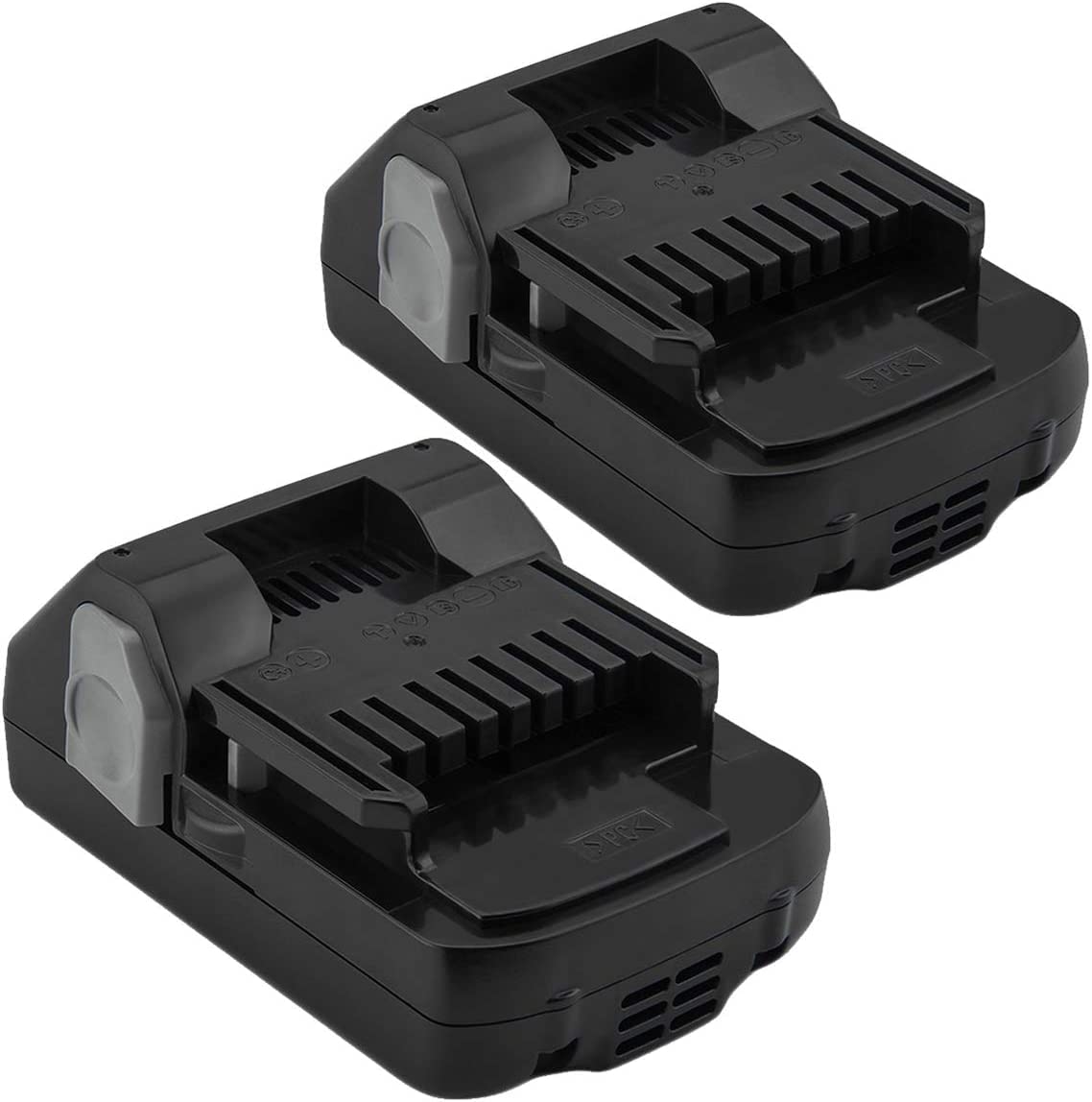 Hanaix 2Pack 3000mAh 18V battery front view for Hitachi tools shows sturdy build and reliability