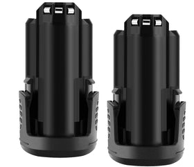 Hanaix two-pack 12V B812 batteries powering Dremel tools.