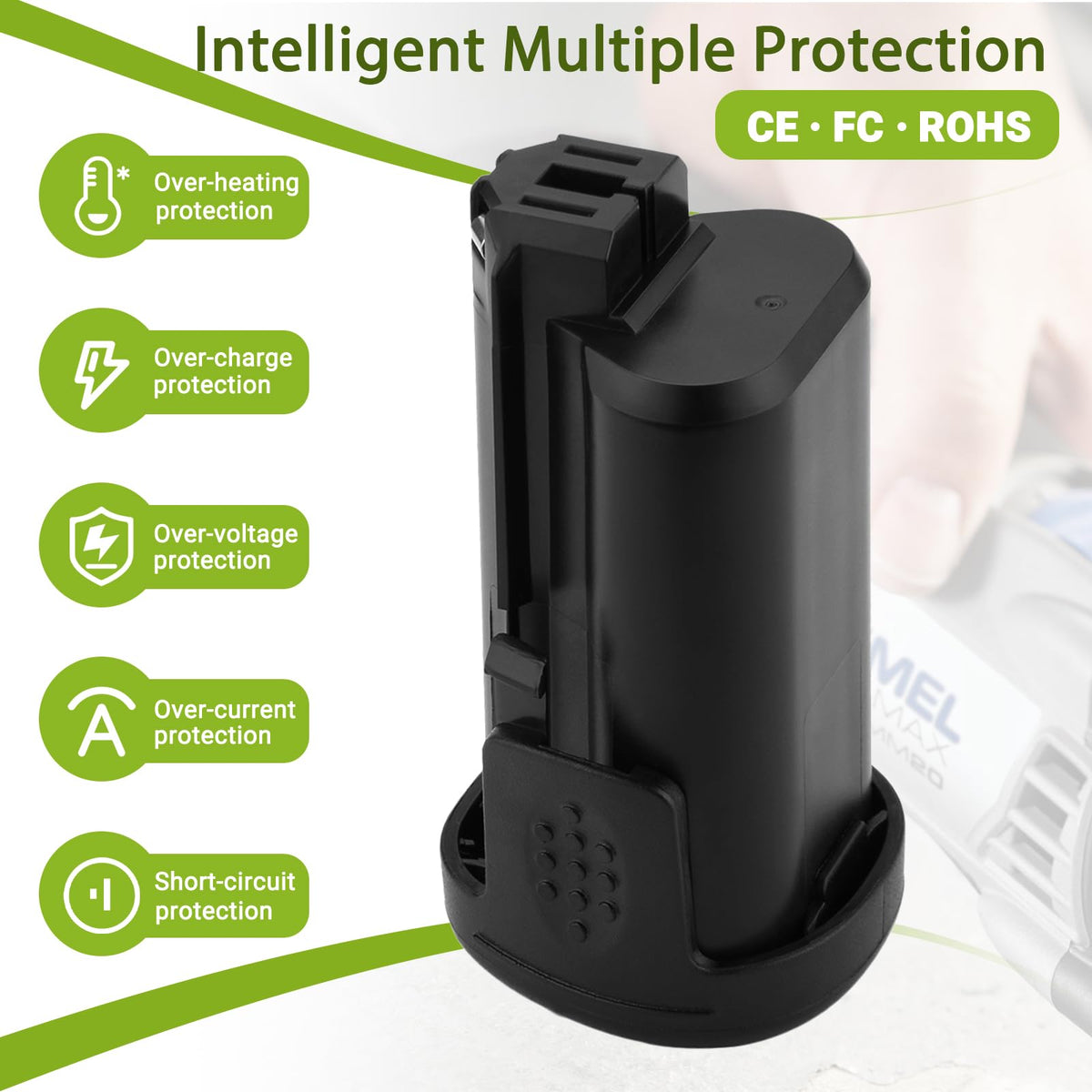 Hanaix battery features no memory effect and low self-discharge for reliable performance.