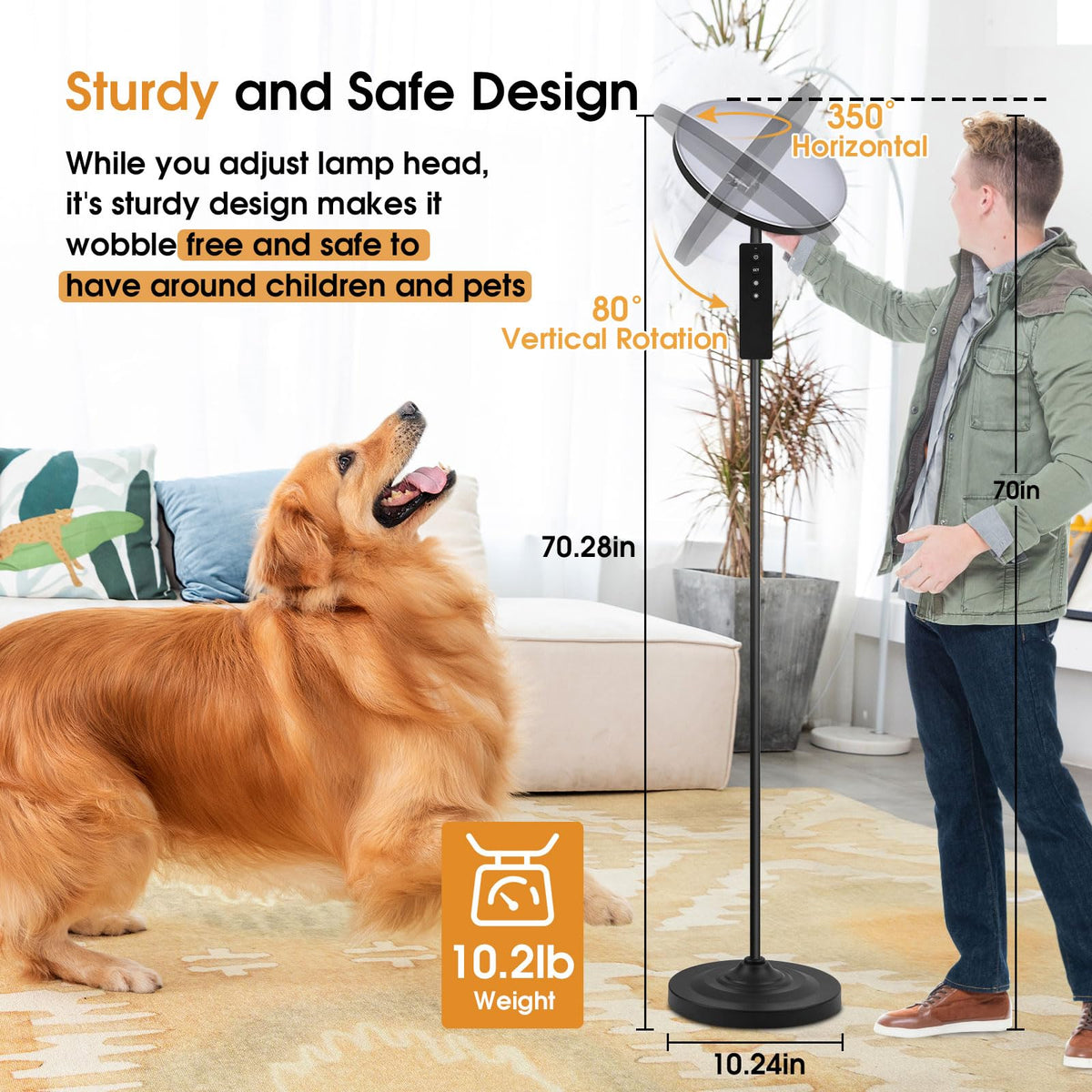 Hanaking floor lamp dimming from 10% to 100% for customizable ambience