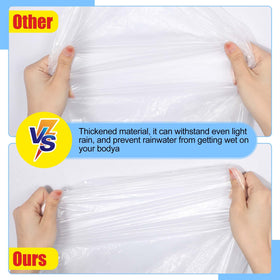 Handepo adult-size rain poncho measures about 51 inches in length