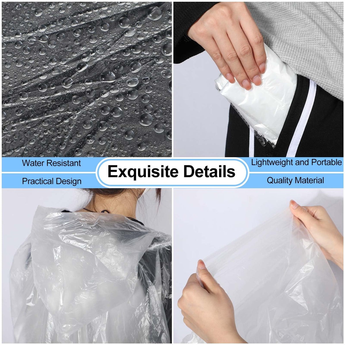 Handepo disposable rain poncho packaging for distribution and events