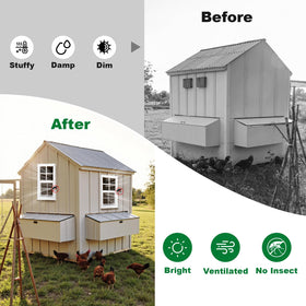 Handersun flush-mount window installed in a wooden shed frame