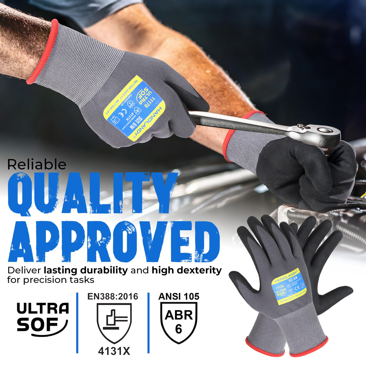 HANDLANDY breathable nylon lining keeps hands cool during work
