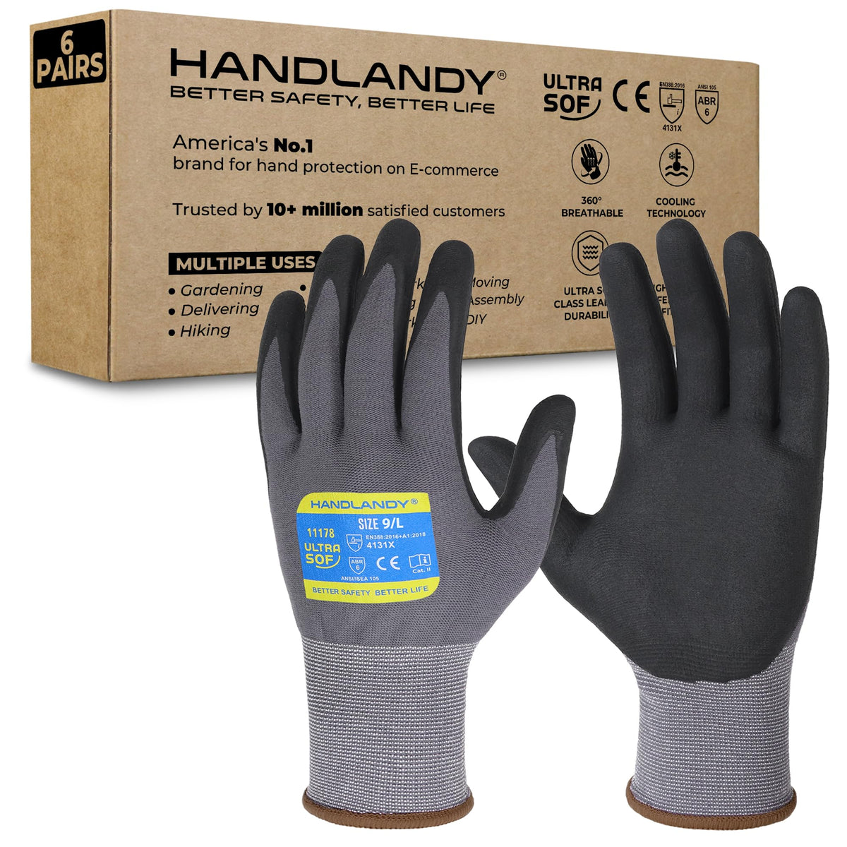HANDLANDY gloves with microfoam nitrile palm delivering secure grip on oily surfaces