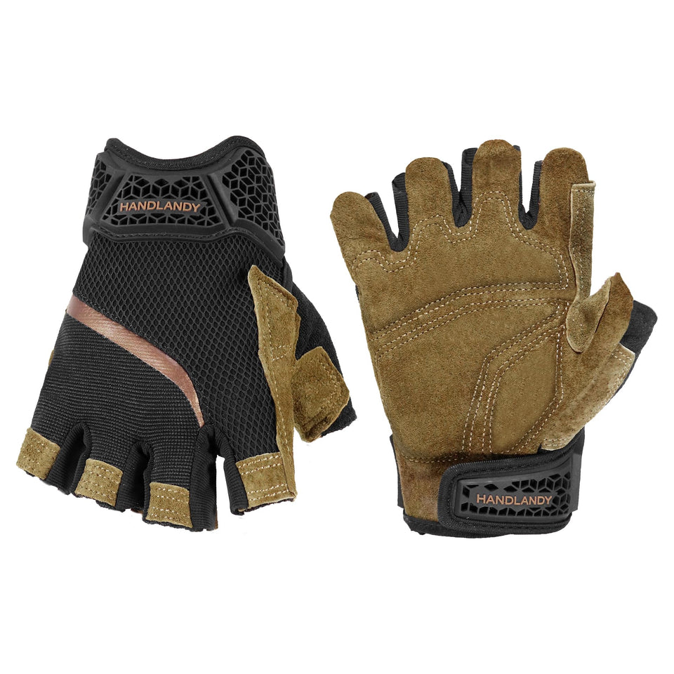 HANDLANDY fingerless gloves – palm view, offering improved grip for delicate tasks.
