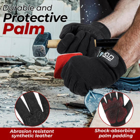 HANDLANDY gloves show foam palm padding for comfortable extended use.
