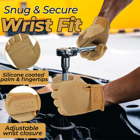 HANDLANDY gloves with Velcro fastening provide secure fit.