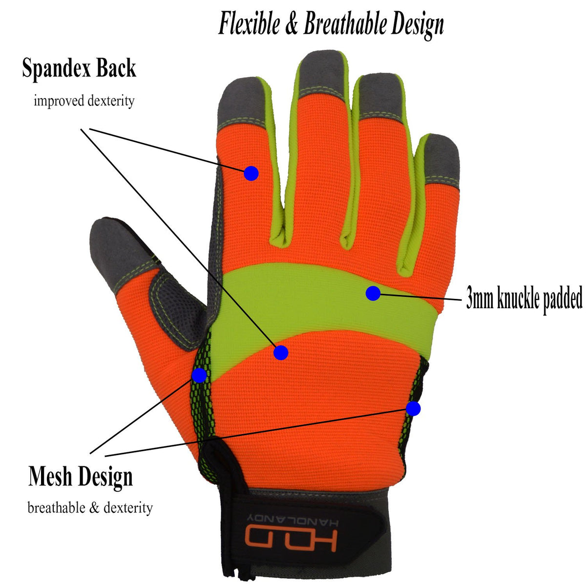 HANDLANDY gloves palm padded patch reduces vibration fatigue