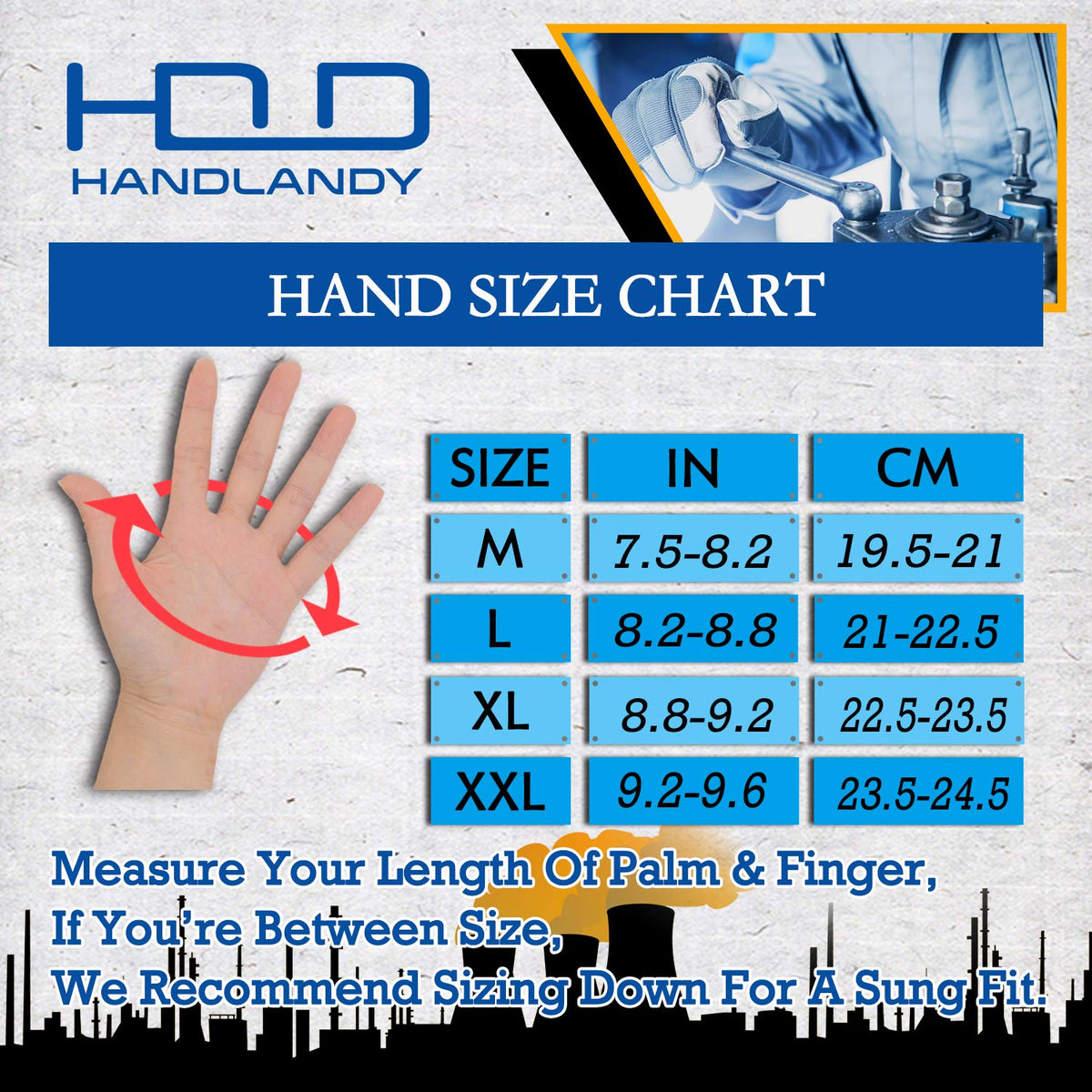 HANDLANDY mechanic glove red-black top view showcasing rugged design