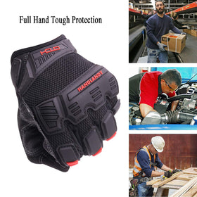 HANDLANDY Men's Work Gloves back with TPR protector for impact defense