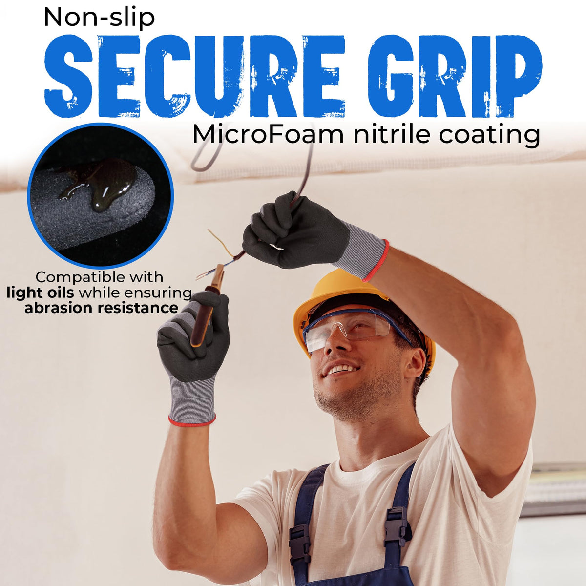 HANDLANDY microfoam nitrile-palm texture enhances grip on wet and oily surfaces