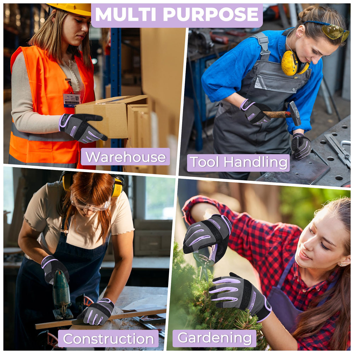 HANDLANDY Women's work gloves double-stitched seams deliver durability in tough tasks.