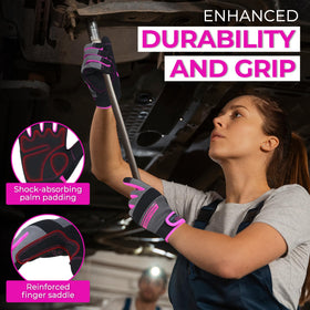 Handlandy Women’s Work Gloves touch-screen fingertips for device use without removing gloves.