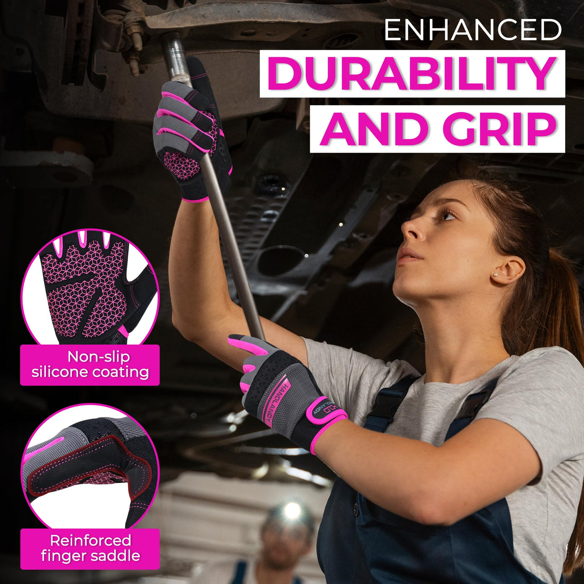 HANDLANDY gloves with touchscreen fingertips for phone use while gardening.