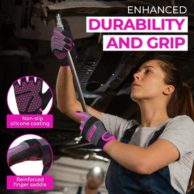 HANDLANDY gloves with touchscreen fingertips for phone use while gardening.