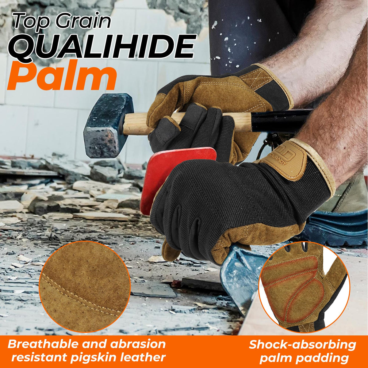 HANDLANDY work gloves back mesh breathable design keeps hands cooler