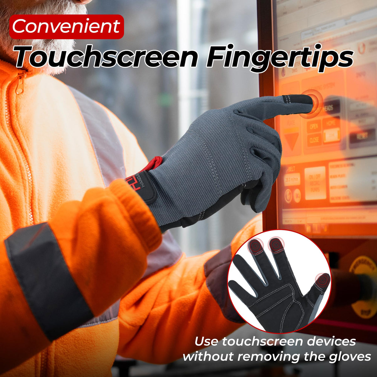 Handlandy gloves featuring a breathable back to keep hands cool during work.