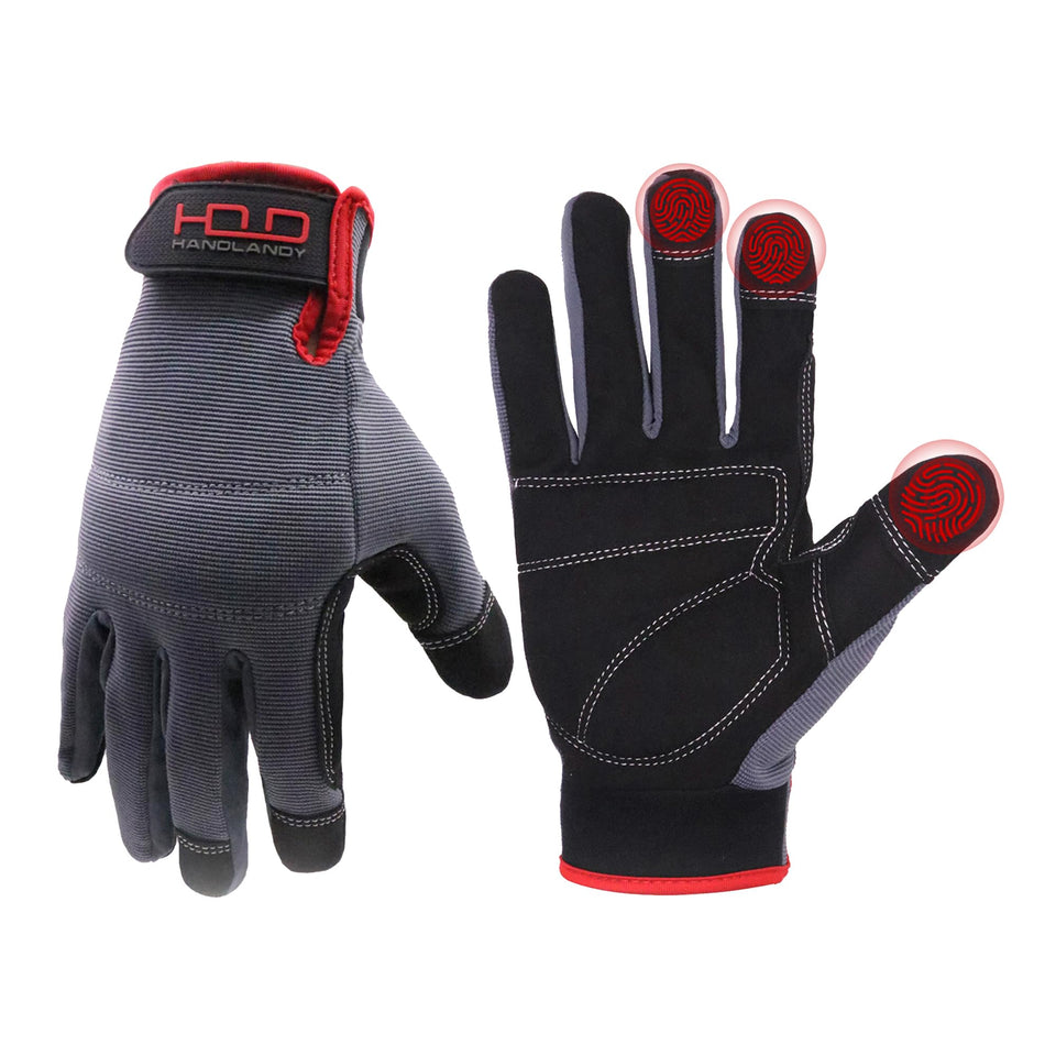 Handlandy work gloves with a durable palm for reliable grip during tough tasks.