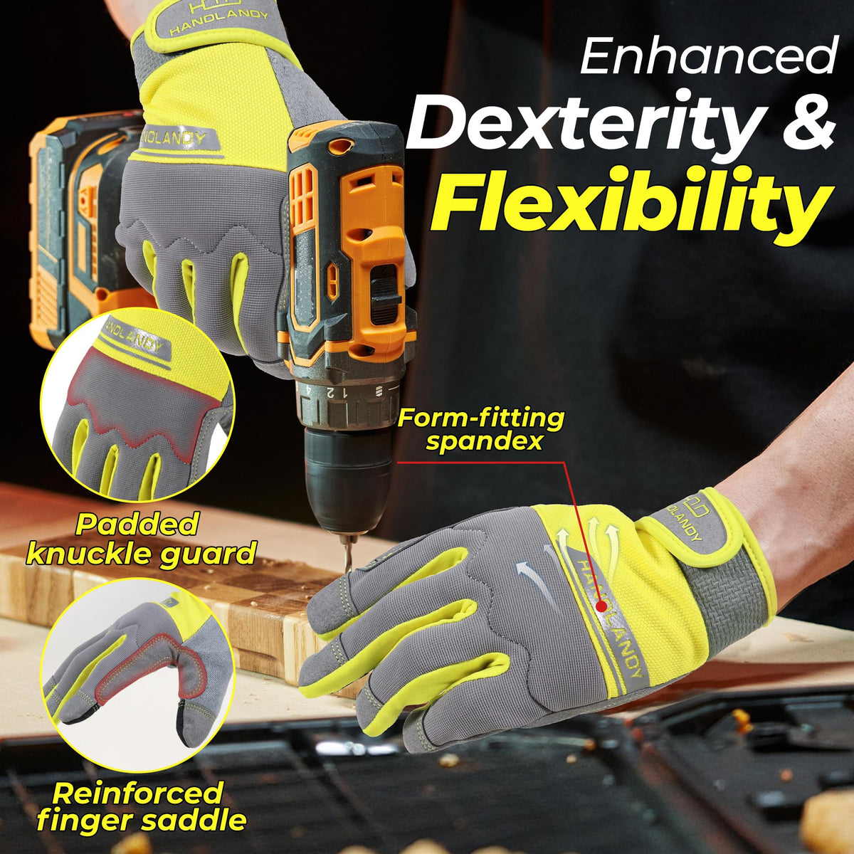 HANDLANDY gloves feature an easy-on, secure cuff for quick wearing and removal.